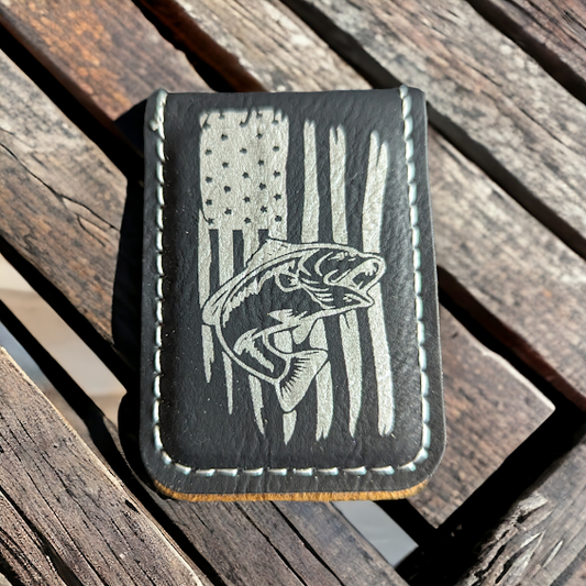 American Flag with Fish Money Clip